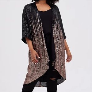 🆕BLACK & GOLD SEQUIN  HI-LO OMBRE KIMONO